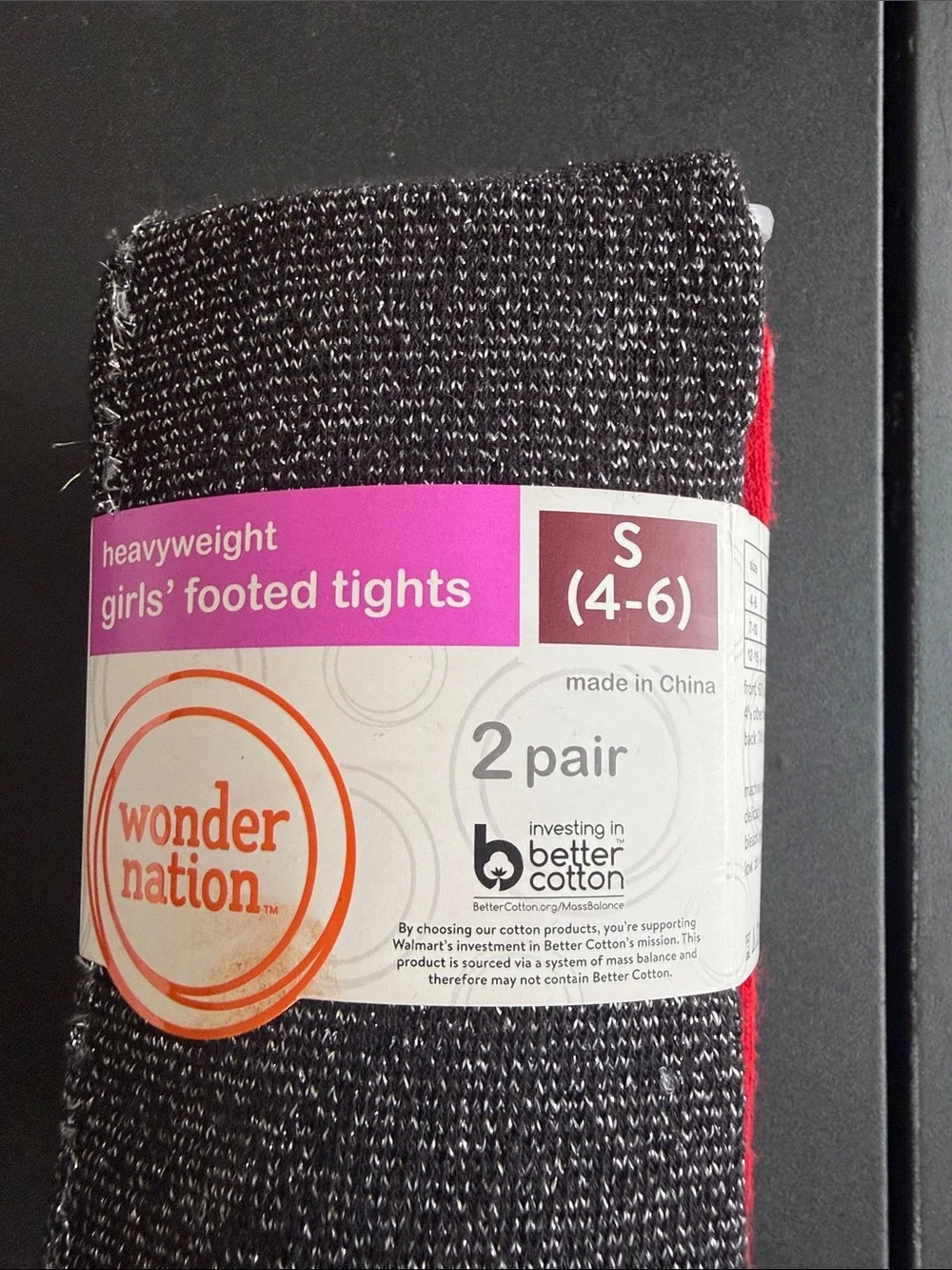 wonder nation Black Speckle & Red Girls' Footed Tights - 2 Pack